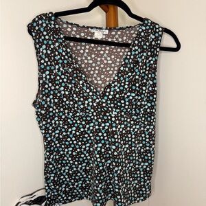 Claudia Richard Sleeveless Polka Dot Blouse - Black and Blue